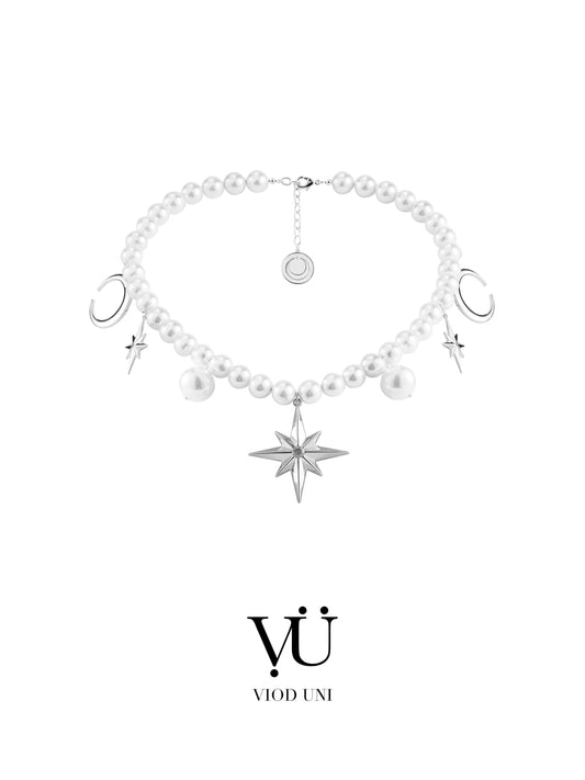 Star & Moon Pearl Necklace